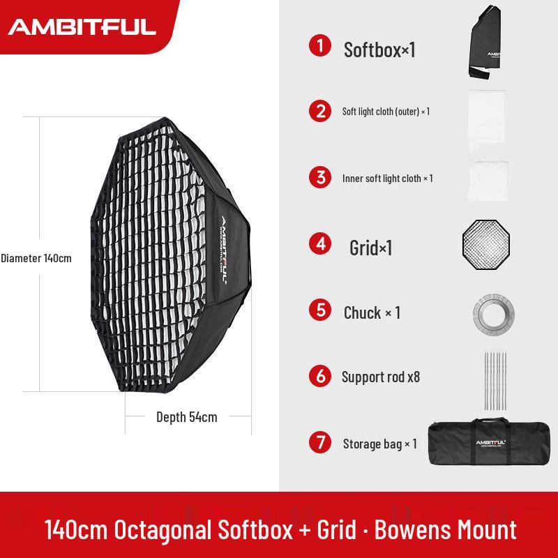 Ambitful Softbox with Bowens Mount and Honeycomb Grid for Studio Flash