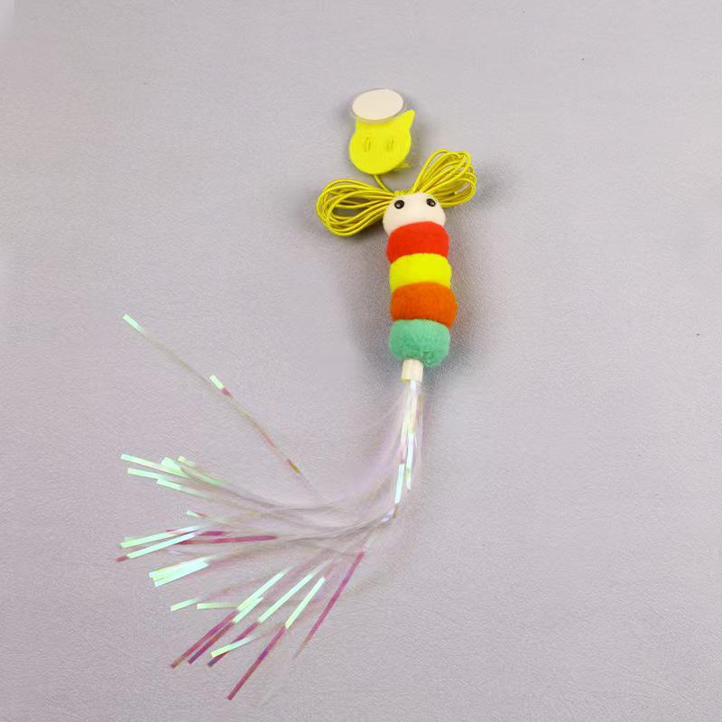 Kitten Door-Hanging Swing Teaser: Elastic Feather and Bell Toy for Self-Entertainment