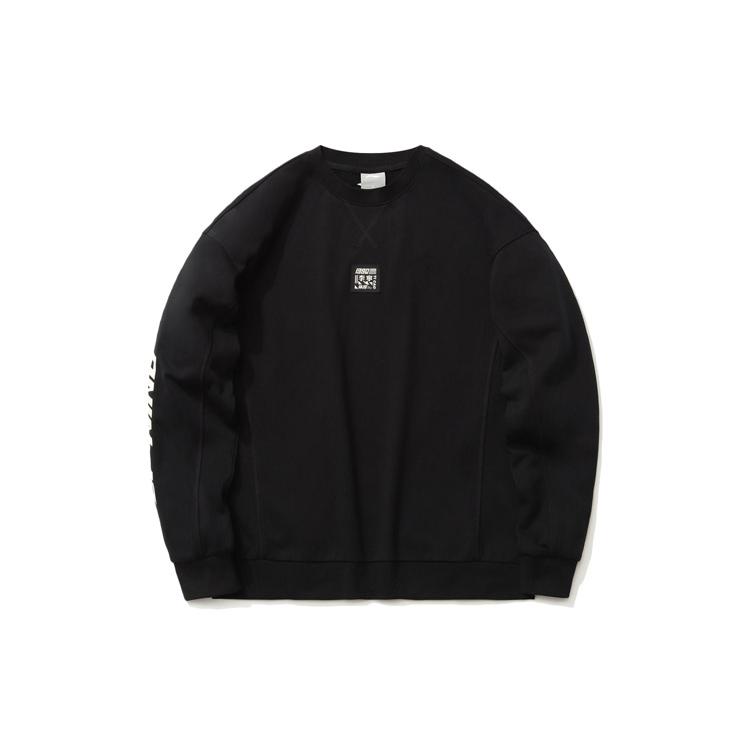 Li Ning Sweatshirts Men's Black Crew Neck Moderate Regular AWDR027-3