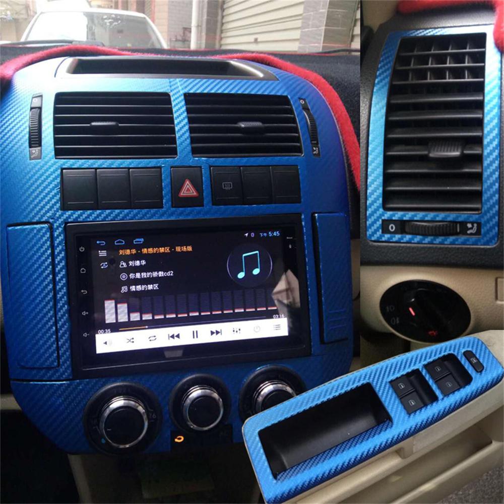 Para Volkswagen Polo 2002-2010 Panel de Control Central Interior manija de puerta pegatinas de fibra de carbono 5D calcomanías accesorios de estilo de coche