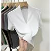 Threaded Fashion V-neck Short-sleeved T-shirt Women's Summer New Slim-fit Half-sleeved T-shirt Top