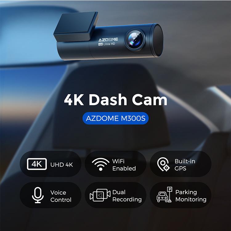 AZDMOE M300S Dash Cam: HD Night Vision, Voice Control, Wireless Install, Mobile App