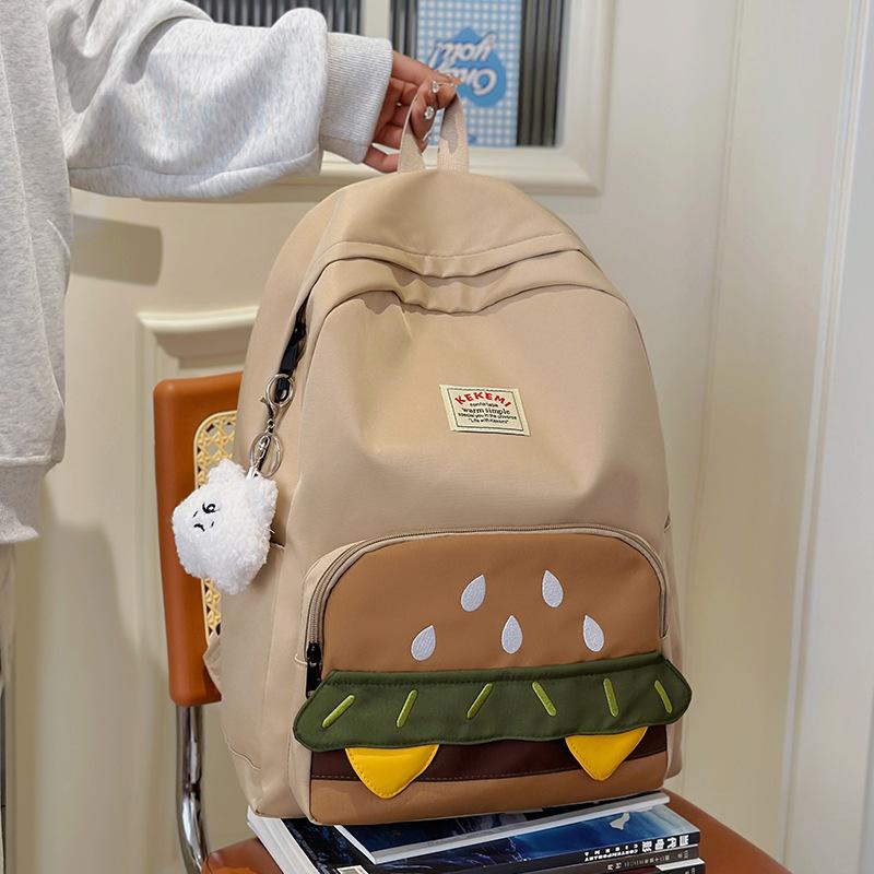Schoolbag Hamburger Pattern Large Capacity School Bag Female Student Cute Cartoon Niche Backpack Small Fresh Mori Girl Backpack