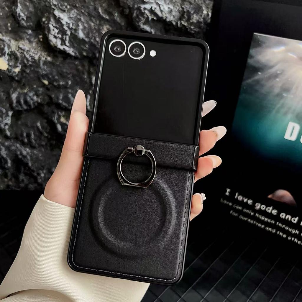 Skórzany etui typu ring do Samsung Galaxy Z Flip 7 6 5 Fold biznesowe Modne z obsługą ładowania bezprzewodowego Magsafe Pokrowiec ochronny