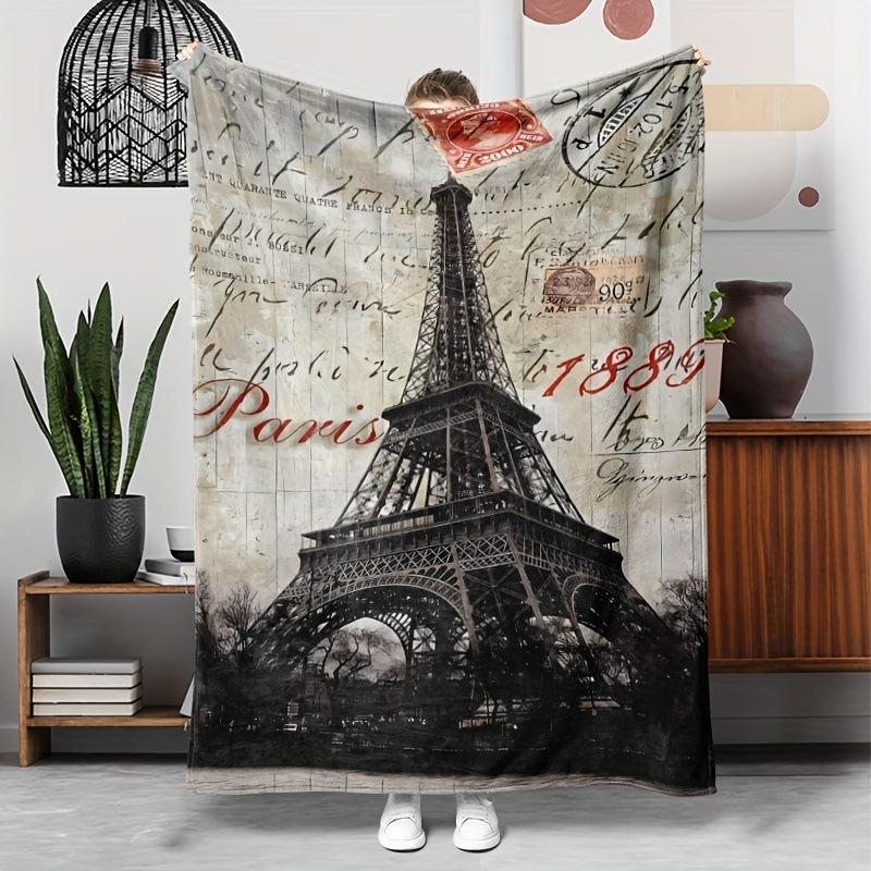 Pink Paris Tower Romantic Travel Flannel Pink Girl Blanket Soft Plush Sofa Nap Blanket