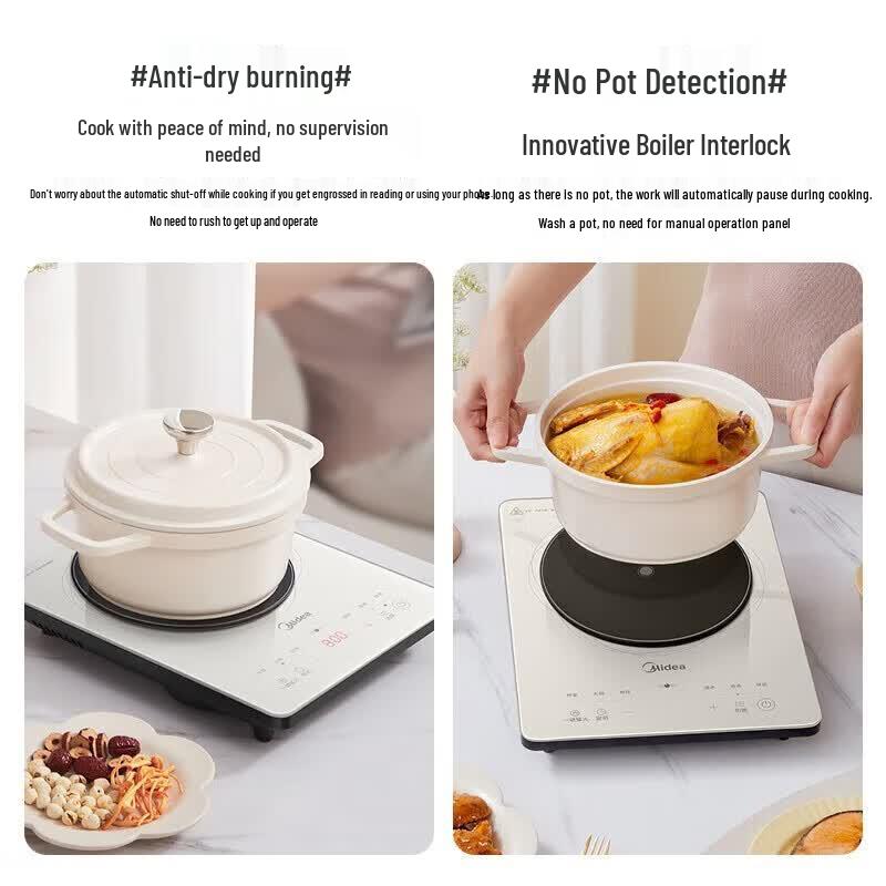 Midea 2200W Induction Cooker with Glass Panel CN plug (adapter included)