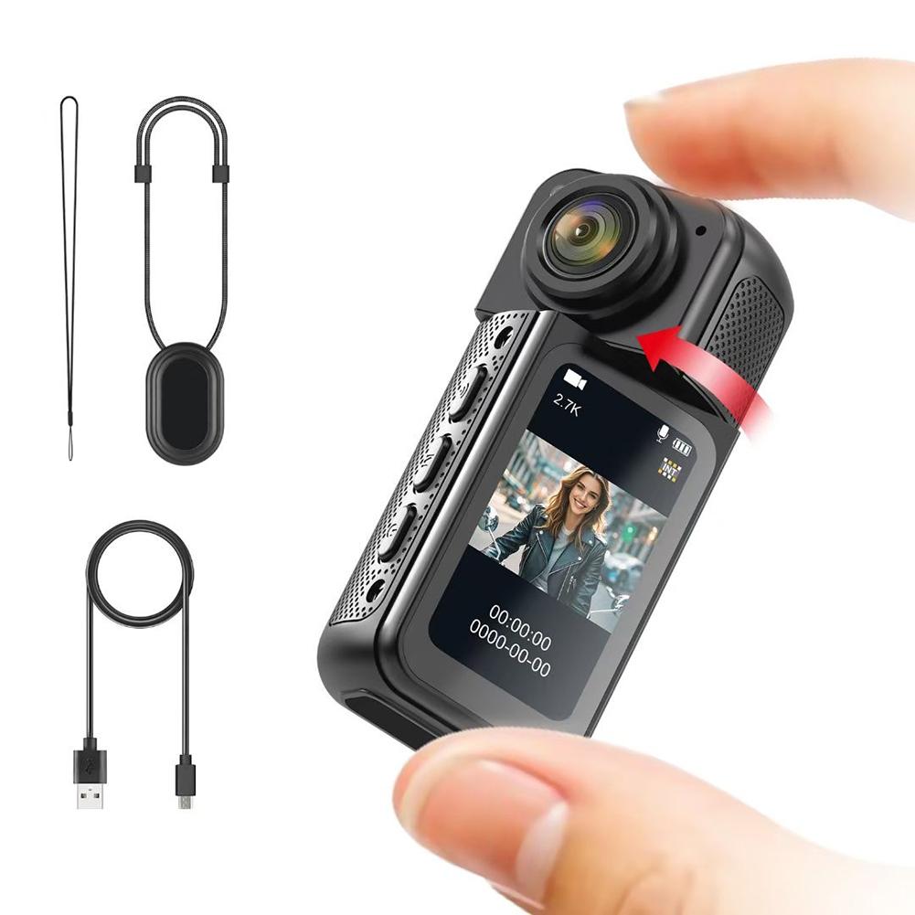 S70 2.7K HD Small Sports Cam 180° Rotate WiFi Thumb Camera Wearable WIFI Bodycam Magnetic Video Recorder Camcorder for Sports