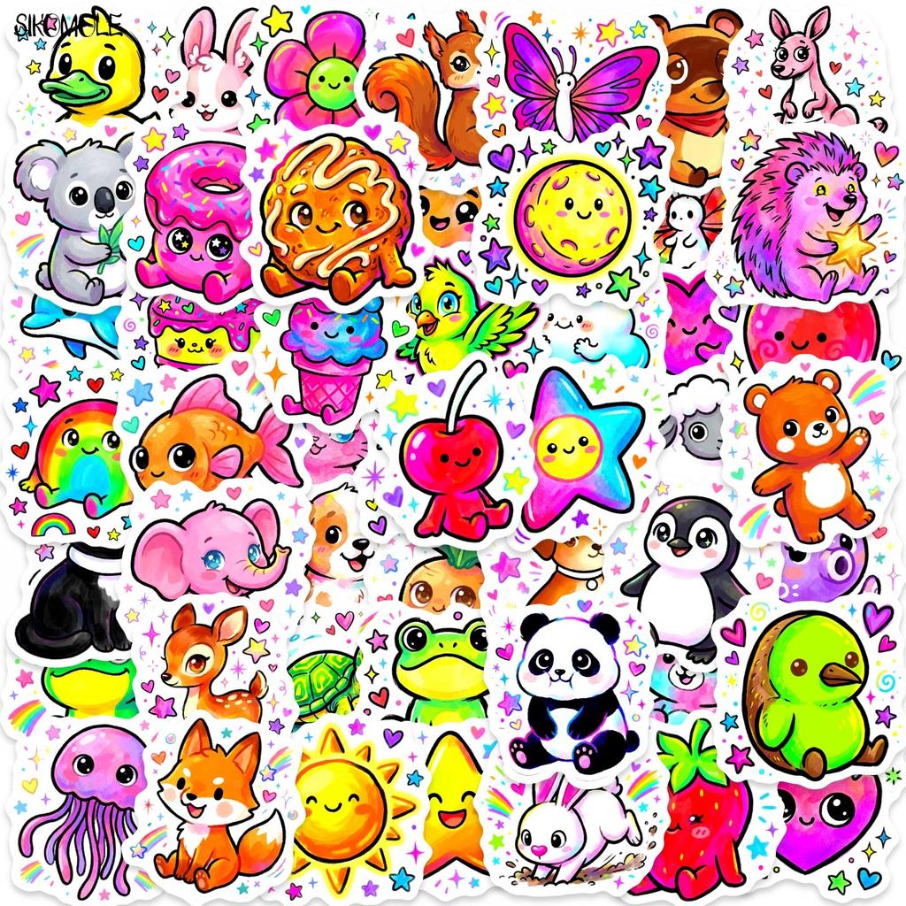 10 30 50Pcs Cartoon Animal Cute Stickers Shining Food Diy Book Skateboard Guitar Luggage Suitcase Decoration Graffiti Sticker