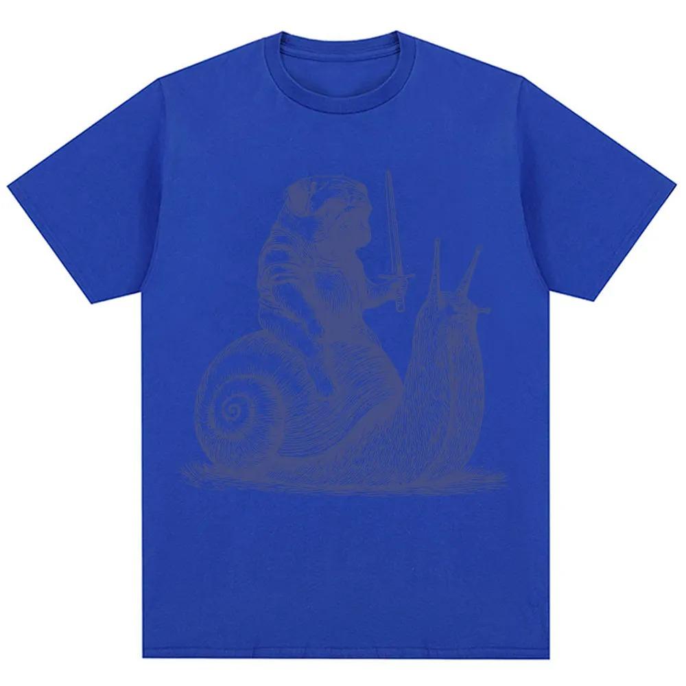 Funny Medieval Pug Knight Riding Snail Meme Graphic TShirt  Unisex 90s Vintage Trendy Oversized 100 Cotton Casual Tshirts