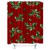 TU Bathroom Shower Curtain Christmas Holiday Festive Decor Red Green Holly Berry Pattern Waterproof Fabric Backdrop for Spa