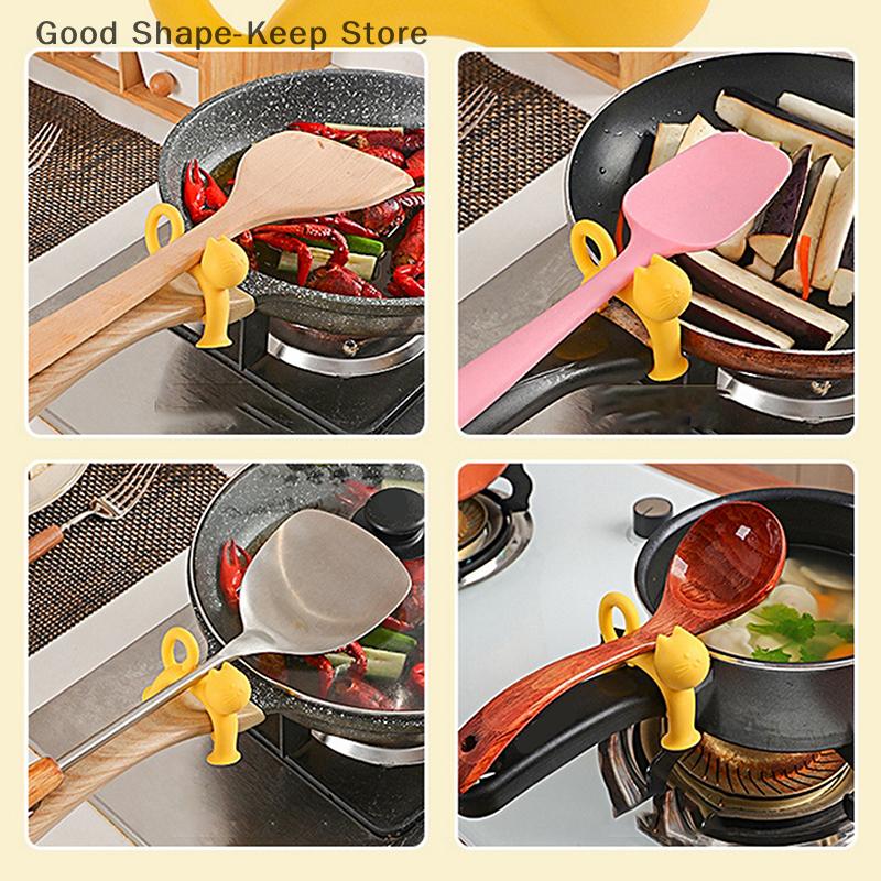 Bow Spatula Holder, Silicone Bow Shaped Spoon Rest,Anti-Scalding Silicone Utensil Holder, Spoon Holder For Pot Silicone Clip