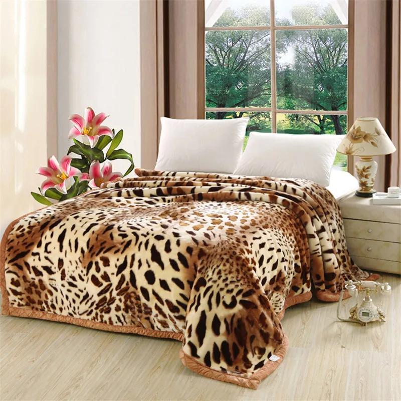 Double Layer Raschel Blankets Soft Warm Faux Fur Mink Throw Thicken Fluffy Microfiber Plush Weighted Blankets For Beds