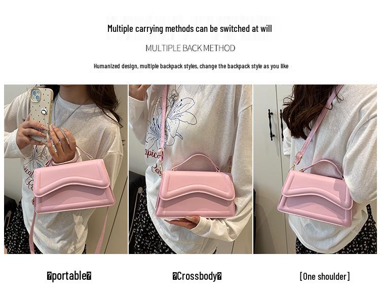 Retro Solid Color Crossbody Bag - Fashionable Simple Design, Commuting Shoulder Handbag, Small Square Shape