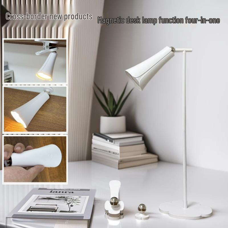 

LED Multifunctional Magnetic Desk Lamp with Detachable Clip - Eye Protection for Office, Bedside, or Study, Creative Wall Sticker Light. Half Set белый