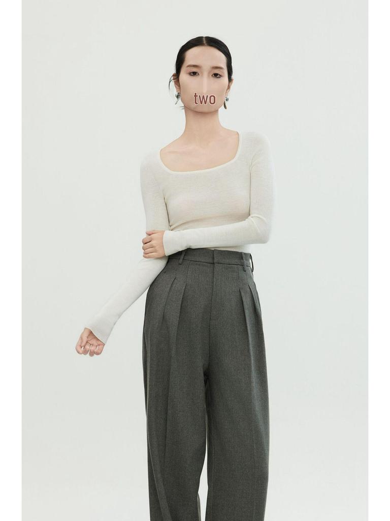 Merinowolle Rundhals Slim Fit Rollkragen Langarm Pullover Basisschicht