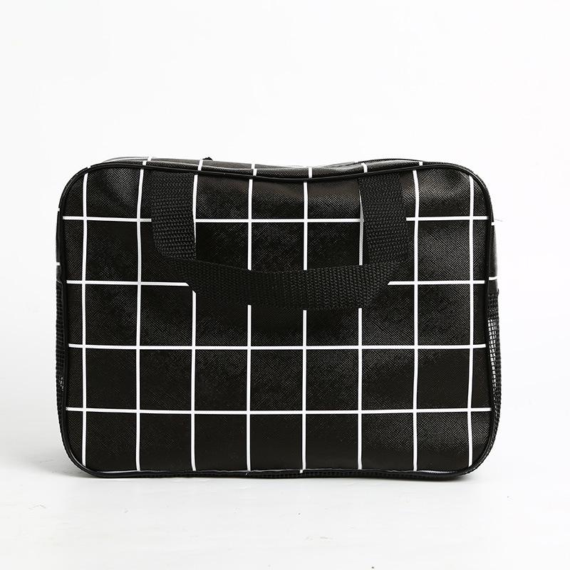 Black & White Waterproof Makeup Bag: Large Capacity Handheld Toiletry & Travel Storage