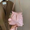 Hand carry fashionable pleated small square bag women's 2025 spring new Korean version simple shoulder bag high-end bucket women's bag