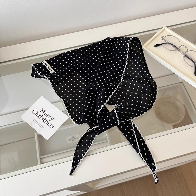 

1 шт. шейный платок, повязка для волос, тюрбан, треугольный маленький шарф, милый в горошек, полосатый, полиэфирное волокно, тонкая повязка на голову, отпуск