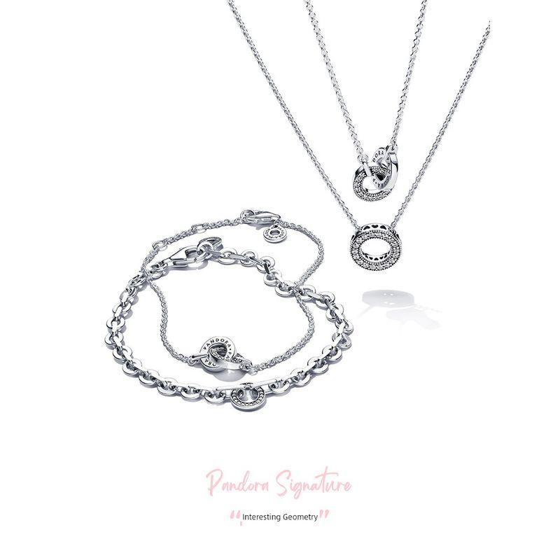 

PANDORA Pandora Twisted Pavé Pave Pendant Necklace Necklace Necklace New Classic 45cm
