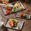 Snow Grey Rectangle 304 Stainless Steel Trays Square Kitchen Storage Plates Bread Dessert Plate Kitchen Dinner Hotel Dishes