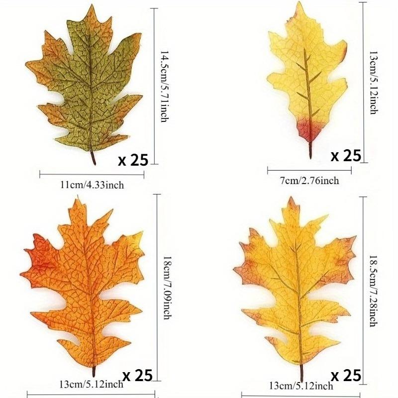 

100pcs Autumn Maple Leaf Artificial Autumn Leaves for Fall Crafts Gift Wrapping Table Centerpiece Decorations Holiday Halloween