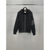 Unisex Oversized Hooded Zip-Up Sweatshirt Winter Thick Cotton Pullover With 4-Stripe Detail