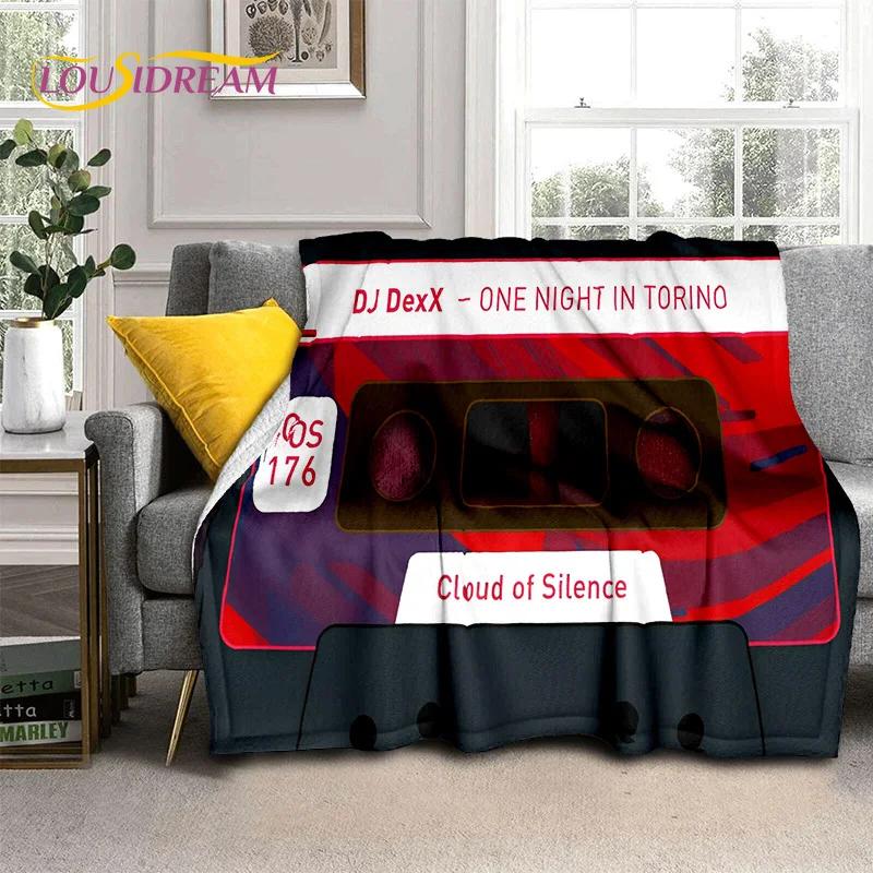 Padrão de Fita Cassete de Música Retrô Manta 3D, Manta Macia para Casa Quarto Cama Sofá Piquenique Viagem Escritório Cobertura Manta Criança