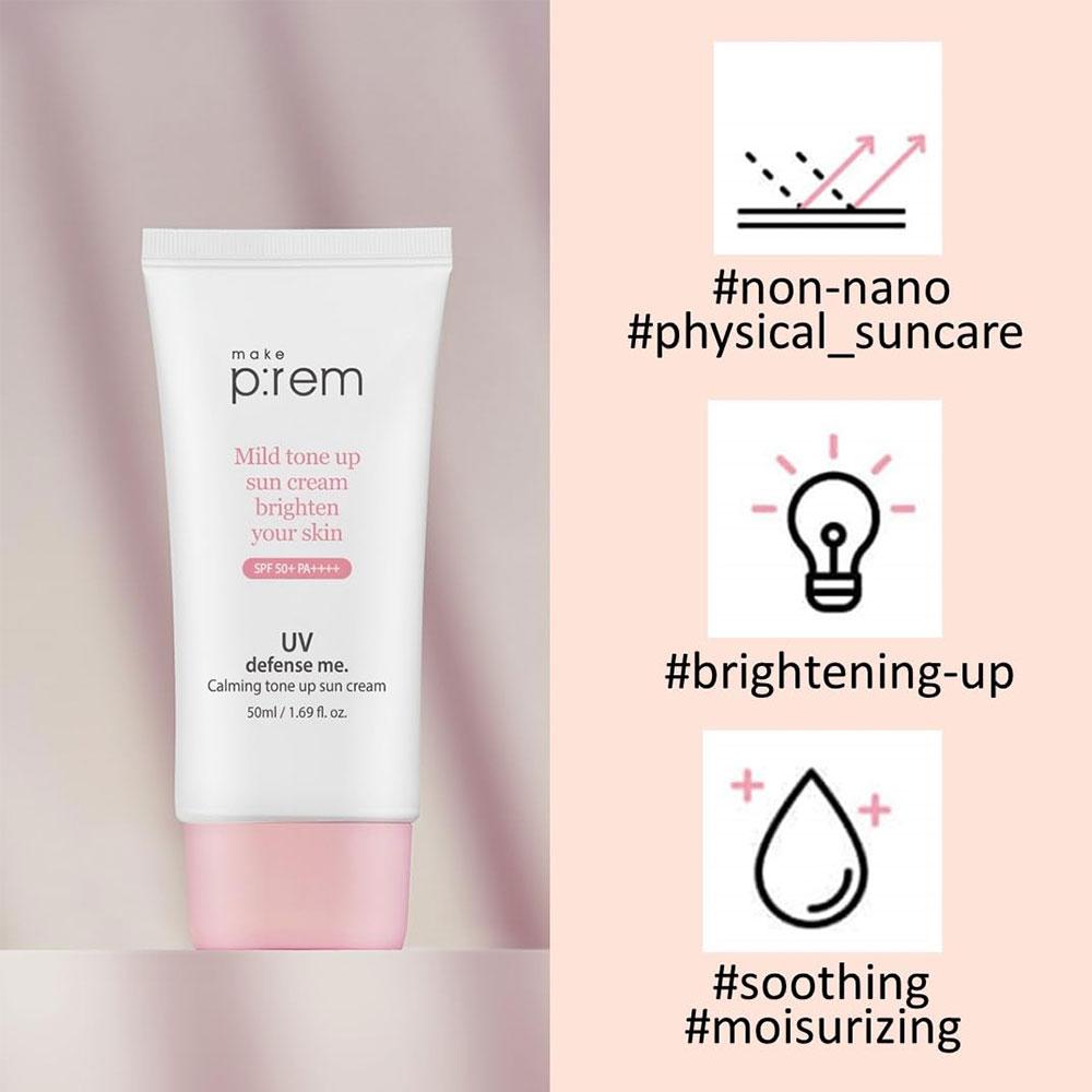 Make P:REM Soothing Pink Tone-up Sunscreen 50ml (SPF50+)