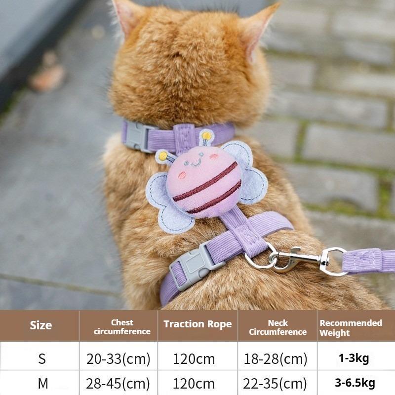 Cartoon Bee Pet Harness Leash Set Adjustable Double Layer Vest for Small Medium Cats Dogs Outdoor Use
