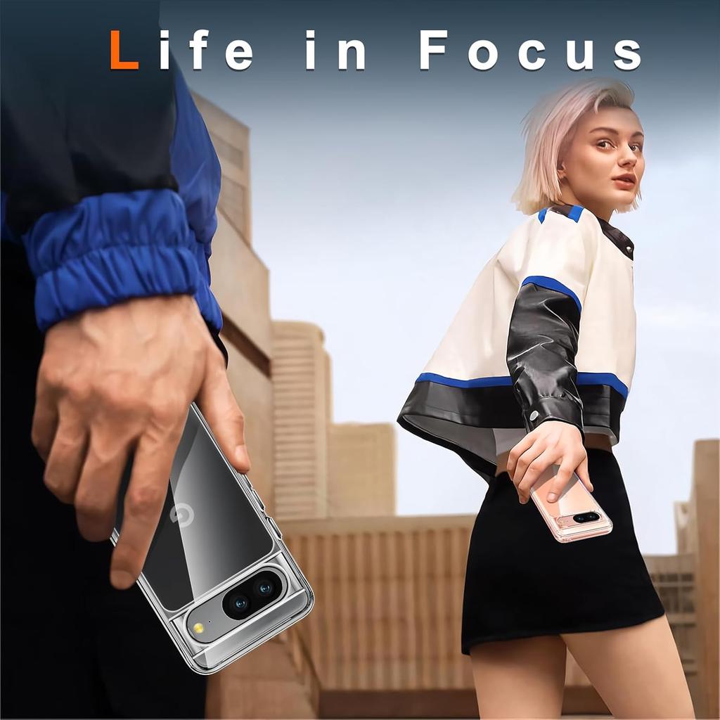 Oterkin for Google Pixel 8a Case Clear, [20X Anti-Yellowing] Transparent Pixel 8a Case with [Tempered Glass Screen Protector][Built-in 4