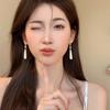 Real Gold Electroplated Silver Needle Water Drop Zircon Pearl Earrings Small Medium and Retro Earrings Light Luxury High-end Earrings Women