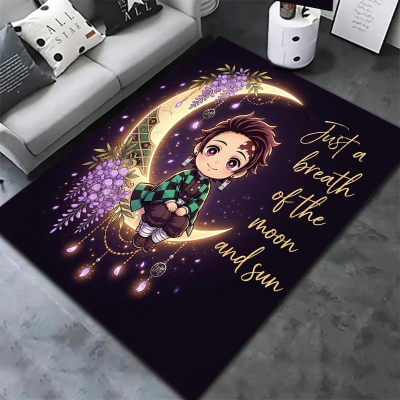 Demon Slayer Kimetsu No Yaiba Teppich für Wohnzimmer Schlafzimmer Zuhause Sofa Dekoration Kinder Spielen Rutschfeste Bodenmatte
