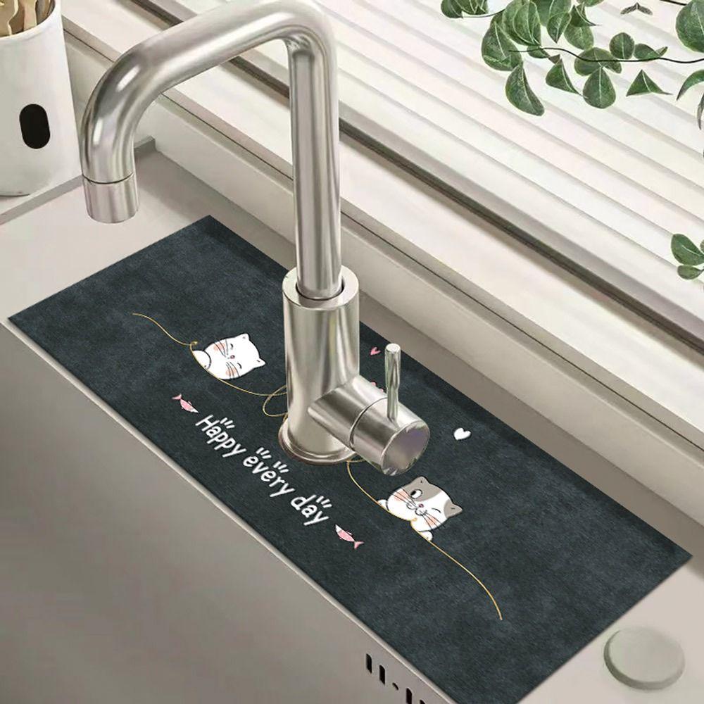 

Коврик для слива диатомита для крана, быстросохнущий коврик для раковины, брызговик, кухонные принадлежности для ванной комнаты 3