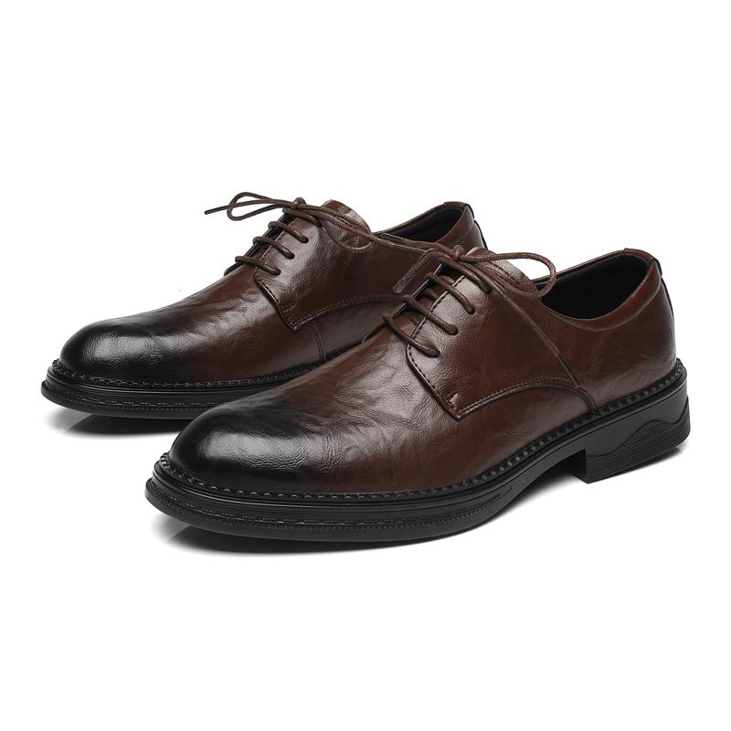 

Черные кожаные туфли для жениха. Модный и универсальный стиль. Повседневные туфли для отдыха, бизнеса и офиса. Вечерние туфли на открытом воздухе. 44 коричневый