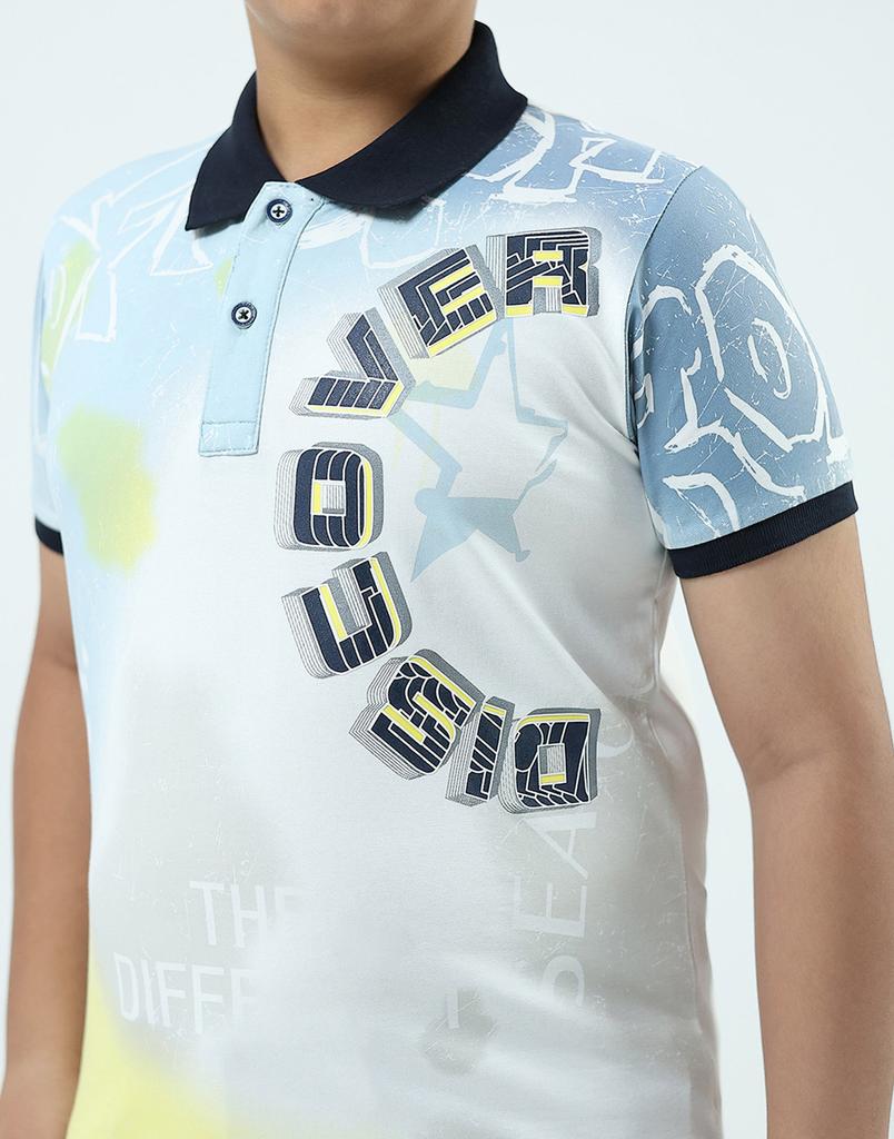 MONTE CARLO Boys White Collar Neck T-Shirt