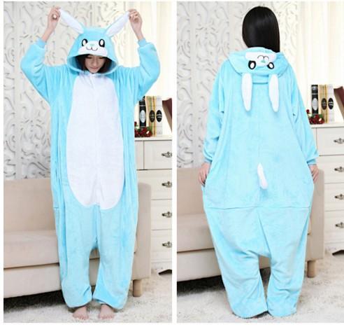 Autumn And Winter Parent-Child Clothing Men And Women Children Cartoon Animal One-Piece Pajamas Rose Red Rabbit Flannel Loungewear Performance Clothes