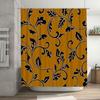 Vintage Floral Shower Curtain Waterproof Bathroom Decor with Rustic Style for Home Use Mustard Yellow Navy Blue Color Design, Si