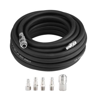 15M Flexible Rubber Pneumatic Air Hose with 5?Piece Compressor Accessory Kit Tool
