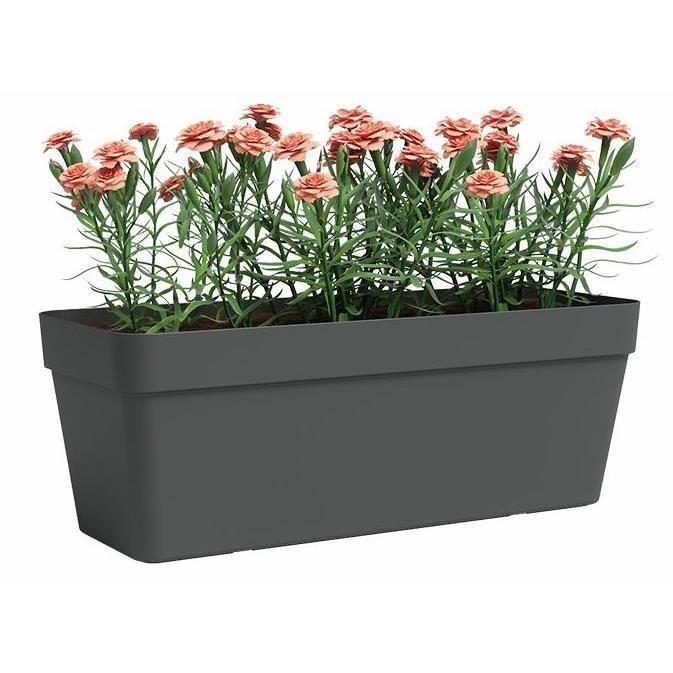 ARTEVASI Jardinière - Plastique - Anthracite - Rectangulaire - L49,9 x P20 x H18,1cm