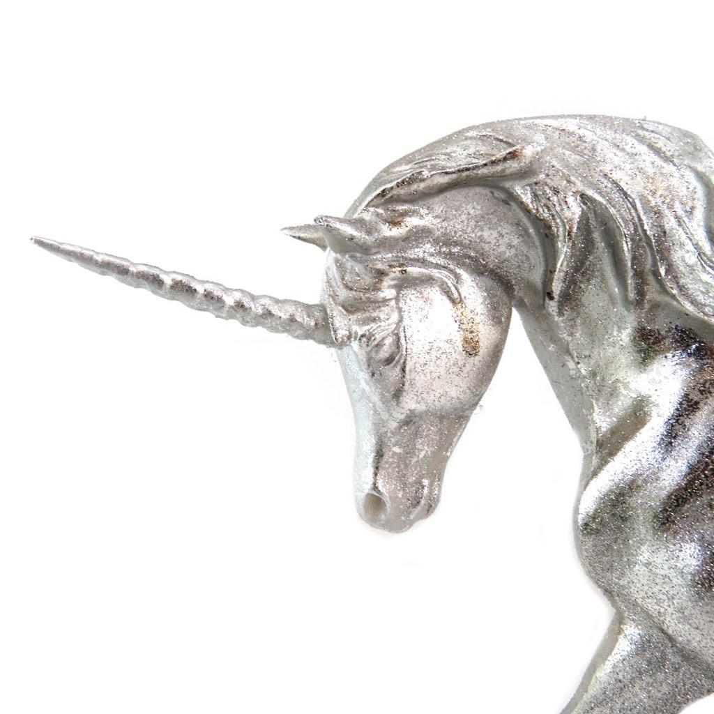 Les Trésors De Lily [P6537] - Resin Figurine 'Unicorn My Unicorn' Glittery Silver - 35x24x11 Cm