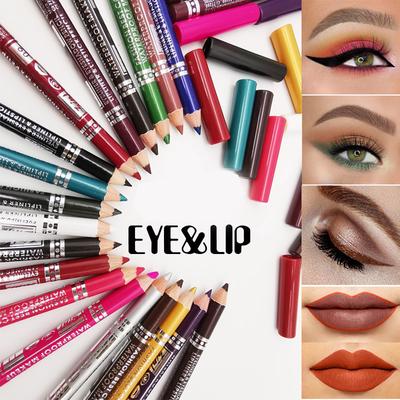 Long-lasting 2in1 Eyeliner Lip Liner Pencil Waterproof Eyeshadow Lip Makeup Pen Fashion Women Cosmetic