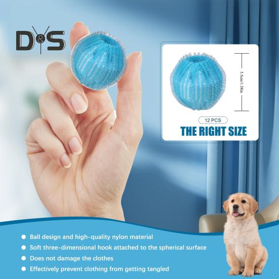 12Pcs Pet Hair Remover Reusable Dog Hair Catcher Clothes Bedding Lint Collector Comfortable Pet Hair Removal Device
