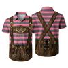 Men's Short Sleeve Button Up Shirt with Printed Vintage Beer Festival Elements Casual Loose Fit Party and Everyday Wear Shirt