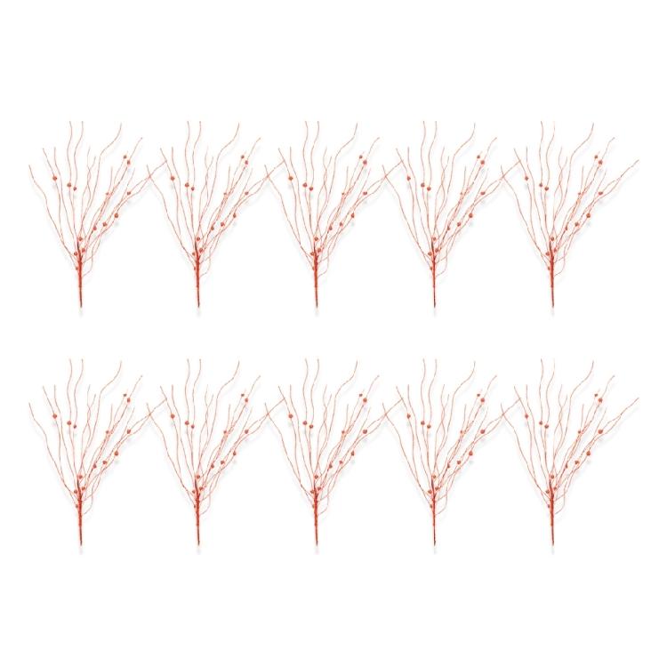 10pcs Textured Plastic Stems Glittering Christmas Picks Artficial Flower Leave Spring Festival Decoration