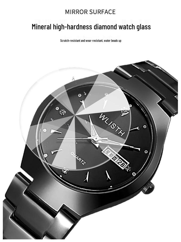 Wolis Waterproof Luminous Calendar Quartz Watch for Men & Women - Steel Band Business Couple Wristwatch