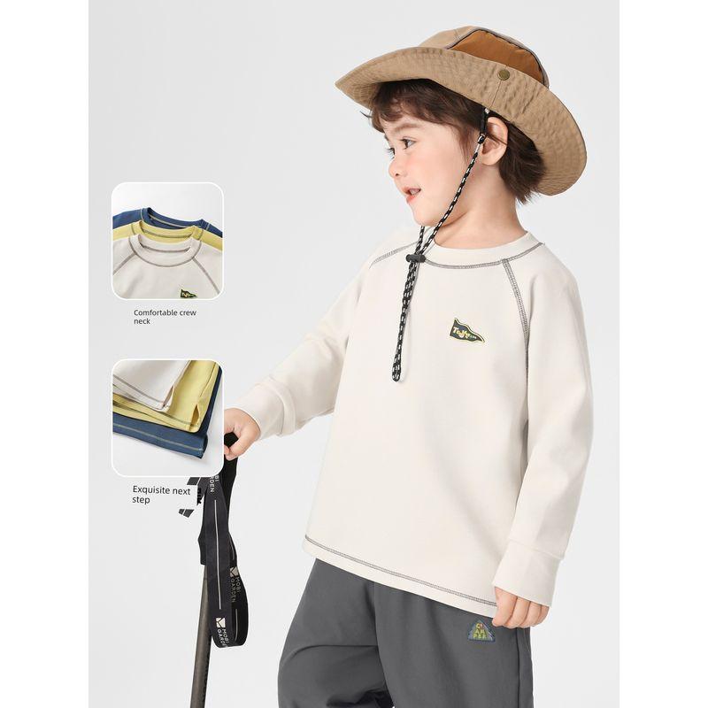 Right European Style Boys' Mountain Series Simple Antibacterial Long-Sleeve T-Shirt, New Autumn Children's Top for Boys, Spring and Autumn Style