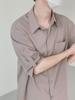 Men's Ice Silk Five-Point Sleeve Shirt - Loose, Wrinkle-Free Korean Fashion, Versatile Summer Top