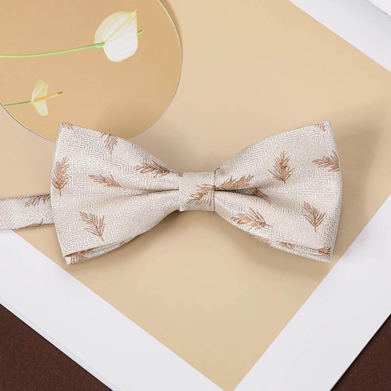 Men'S Fashion Bow Tie Color Woven Jacquard Double Striped Small Flower Business Retro Suit Shirt Bow