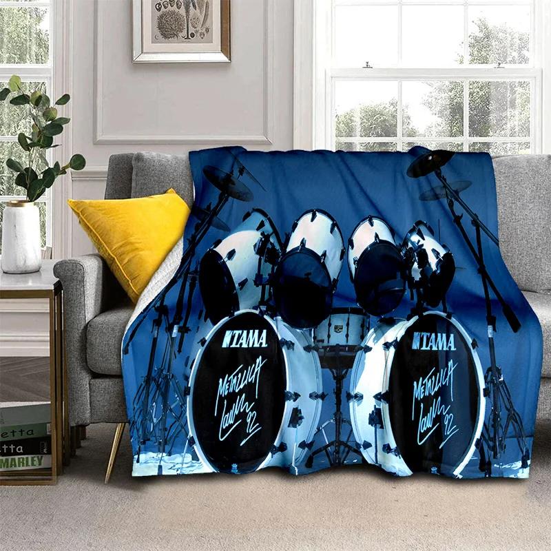 Music Instruments Drum Kit  Drum Set Blanket,Soft Throw Blanket for Home Bedroom Bed Sofa Picnic Travel Office Cover Blanket Kid