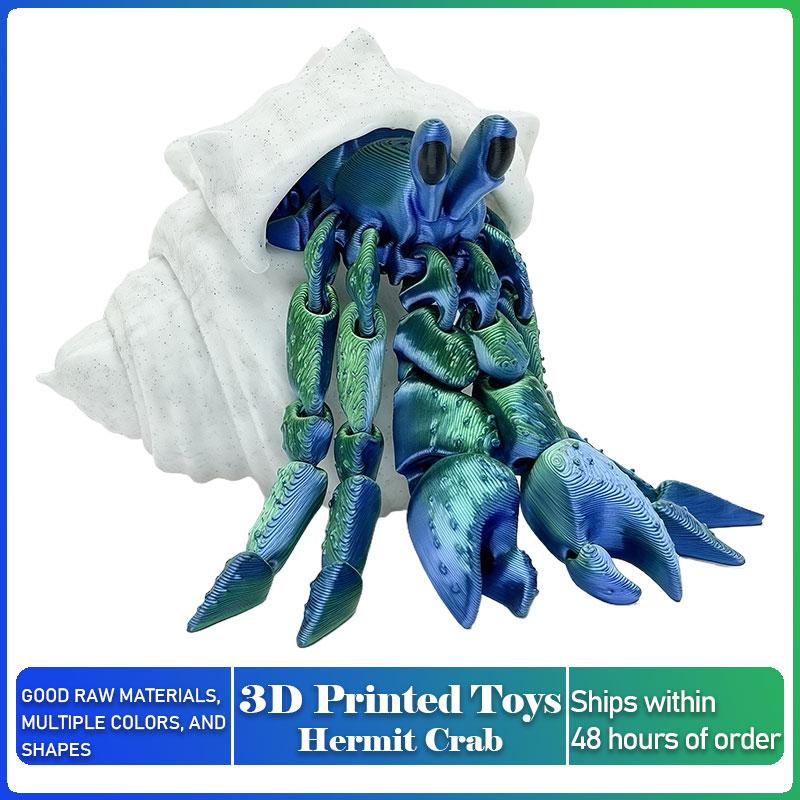 Articulated Hermit Crab 3D Printed Model Movable Joints Cool Desktop Creative Ornament Fun Home Room Decoration Crafts Artwork